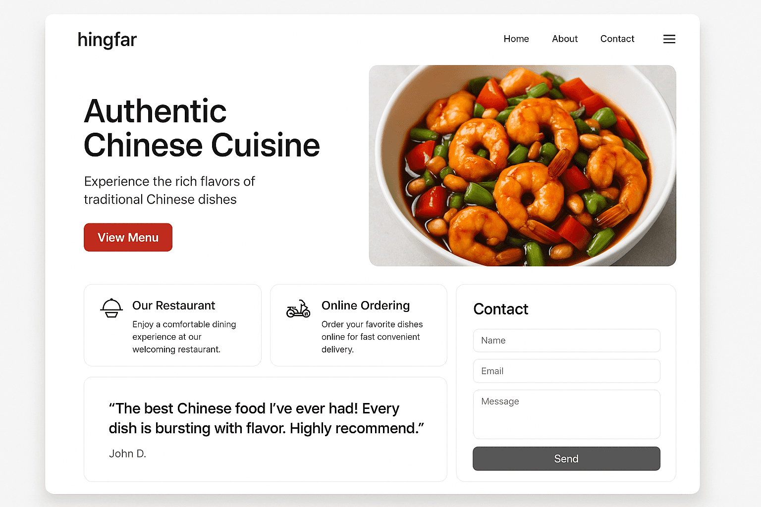 hingfar.com website mockup
